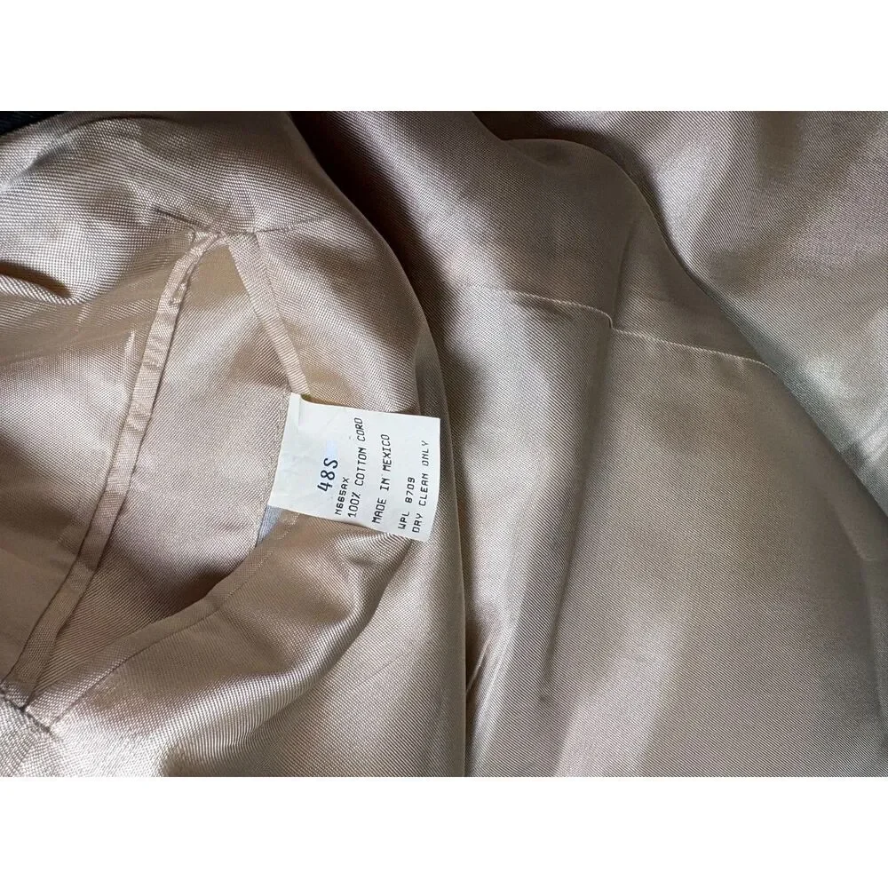 Nautica Corduroy Blazer Mens 48S Tan Camel Cotton Sport Coat Academic Vintage